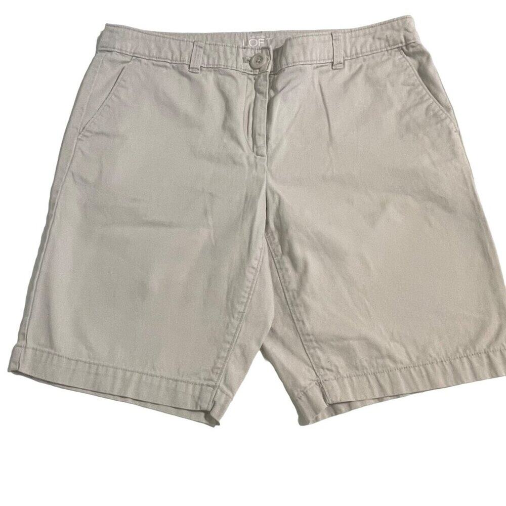 LOFT Size 8 Petite Bermuda Shorts Khaki Cotton Chino Casual Classic Beige